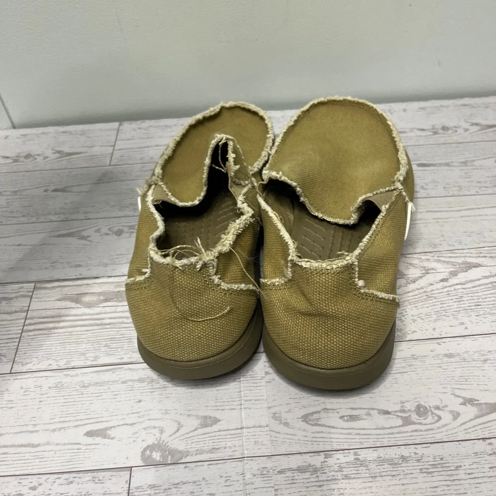 Crocs Santa Cruz Mens Canvas Loafers Khaki Tan Slip On Shoes 10128 Size 8